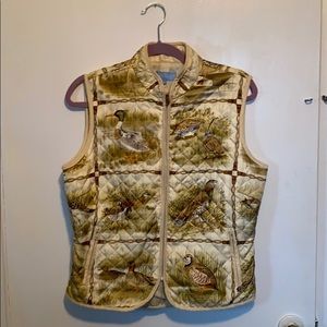 J Mclaughlin 100% Silk game bird vest M